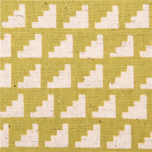 chartreuse steps stairs geo Canvas fabric Framework Kokka