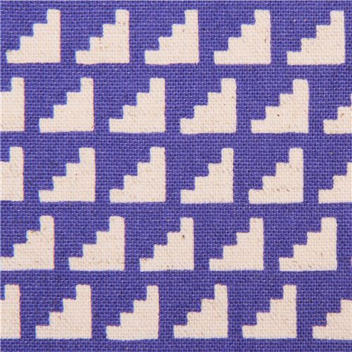 royal blue steps stairs geo Canvas fabric Framework Kokka