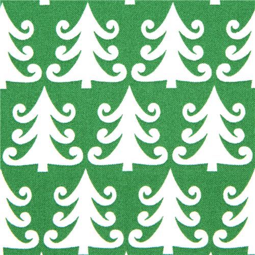 green Michael Miller Christmas fabric with fir trees