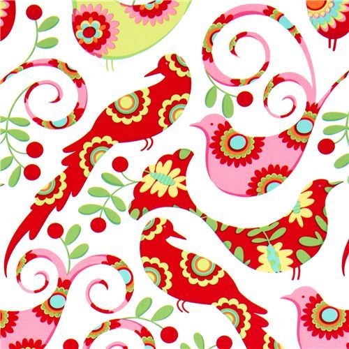 white Michael Miller Christmas fabric with birds