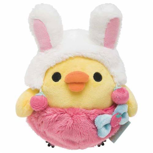 cute Kiiroitori chick in pink white rabbit costume by San-X