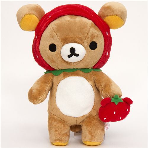 Rilakkuma plush toy brown bear as strawberry