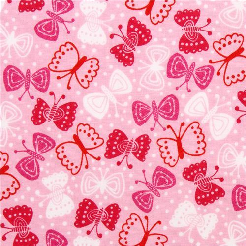 pale pink asia butterfly pattern fabric by Robert Kaufman 