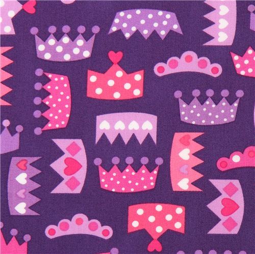 purple princess crown coronet fabric by Robert Kaufman USA
