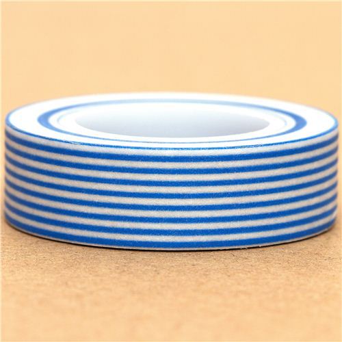 white Washi Masking Tape deco tape blue stripes