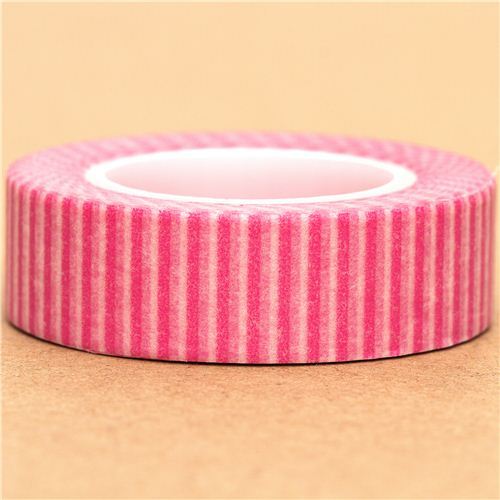 white Washi Masking Tape deco tape pink stripes