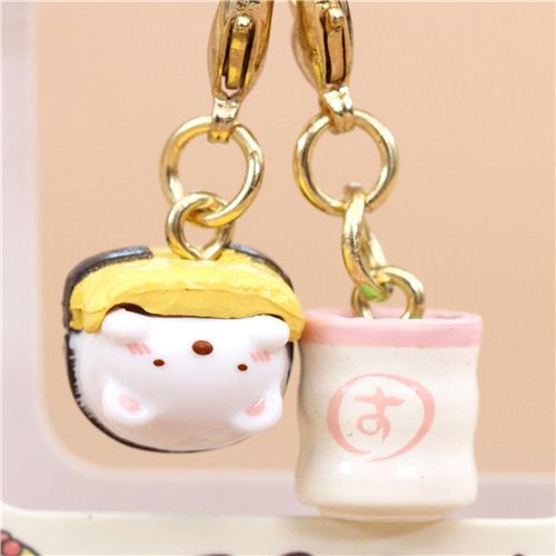Mini San-X Sumikkogurashi bear food charm cellphone strap