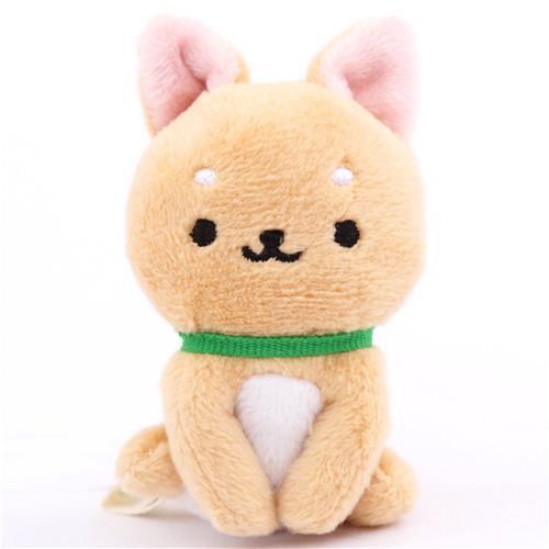 cute small beige Iiwaken dog plush toy with collar sitting
