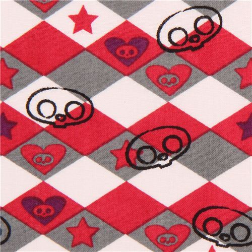 Skelanimals argyle pattern skull fabric from the USA