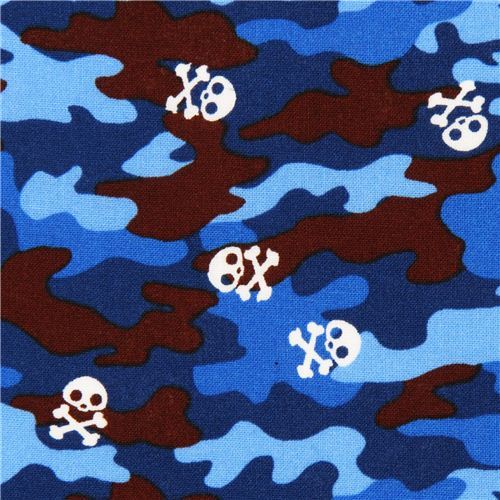 blue Skelanimals camouflage skull fabric from the USA