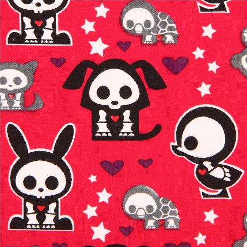 red Skelanimals animal skeleton fabric star heart USA