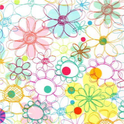 white flower laminate designer fabric daisy USA