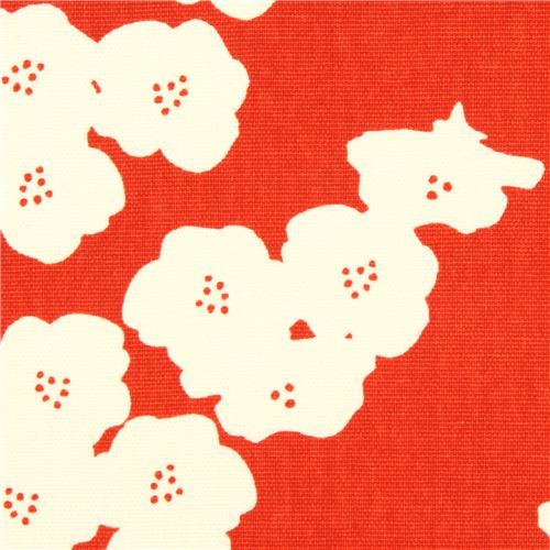 red poppy flower canvas organic fabric birch USA