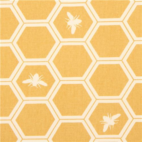 yellow bee honeycomb canvas organic fabric birch USA