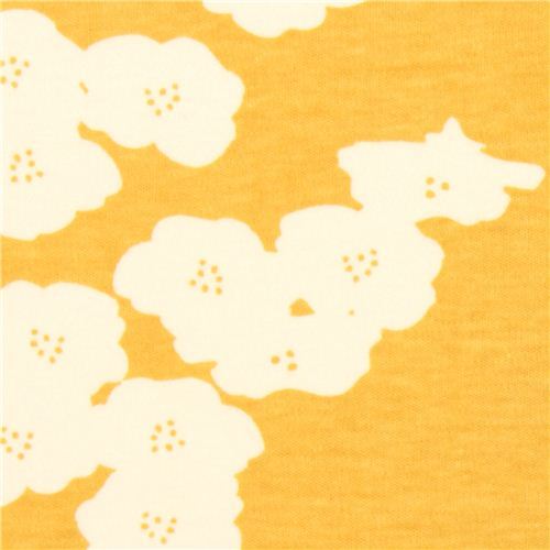 yellow poppy flower organic knit fabric birch USA