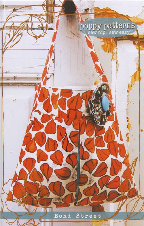 sewing pattern for handbag and tote bag with flower pin