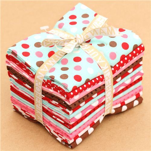 Fat Quarter fabric bundle dots ice cream Robert Kaufman