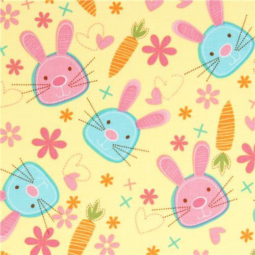 Michael Miller fabric Snack Bunny with rabbit & carrot