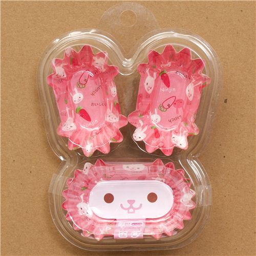 cute pink rabbit bento lunch box paper cups