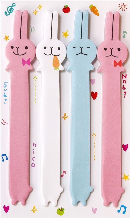 long rabbit bookmark stickers Post-it kawaii