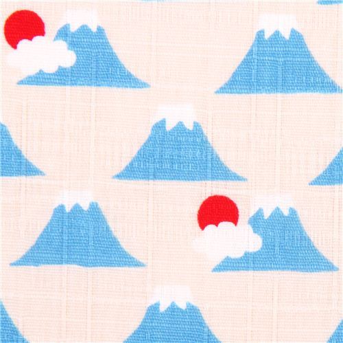 white-grey structured mountain Mt Fuji fabric Cosmo Japan