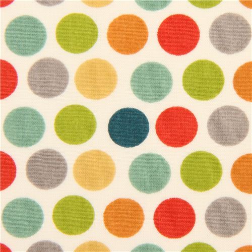colorful polka dots organic knit fabric birch USA