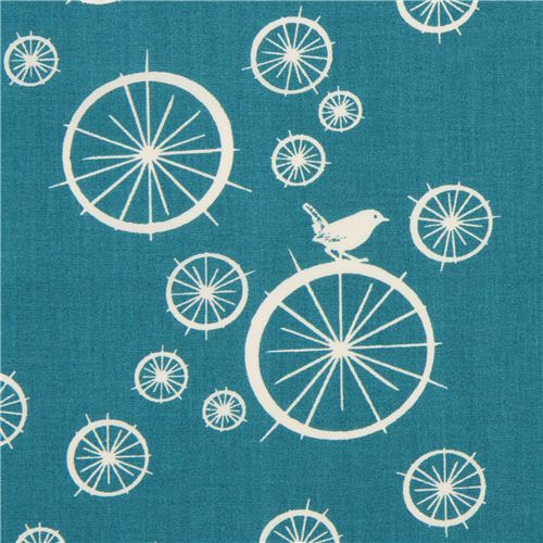 teal birch organic fabric Birdie Spokes with wheels bird 