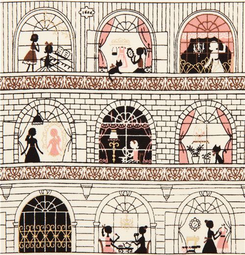 white girls in windows oxford fabric by Kokka