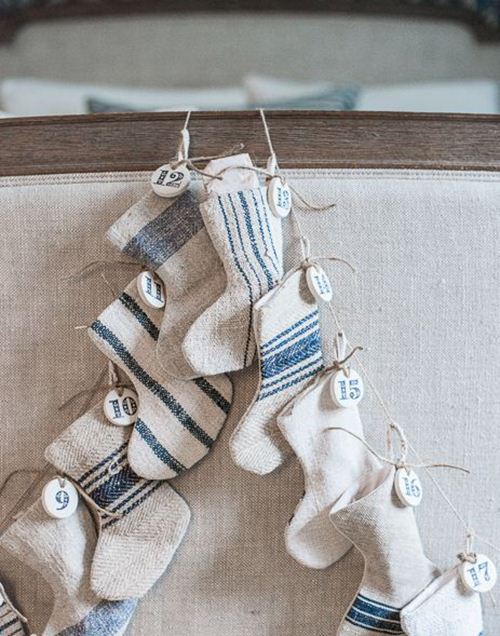 A cute Christmas stockings calendar on missmustardseed.com