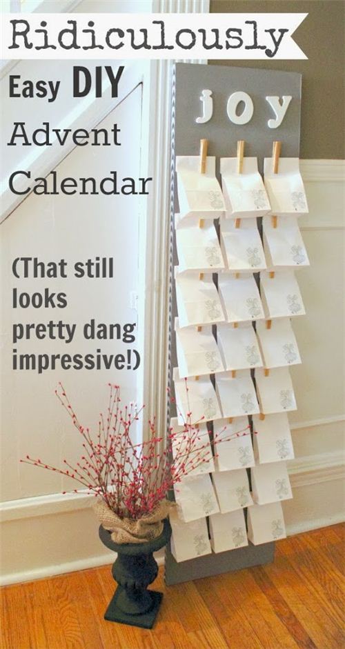 pretty clothes-peg and paper bag advent calendar by creeklinehouse.com 