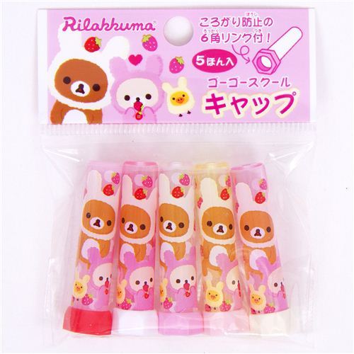 Rilakkuma bear as bunny pencil cap strawberry