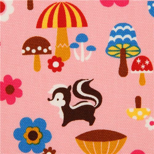 matt pink forest animal laminate fabric by Cosmo from Japan