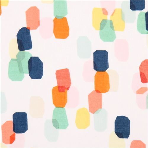 white 'Shine Bright' colorful bright spot Cloud 9 Voile organic cotton fabric