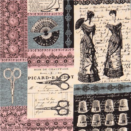 pastel colored 'Lady Claire' panel sewing  and writing fabric Blank Quilting USA