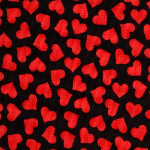black mini hearts fabric by Robert Kaufman from the USA