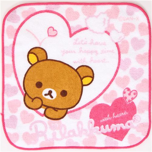 cute Rilakkuma bear towel with hearts