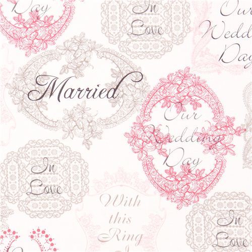 Michael Miller fabric Mr. & Mrs. wedding flowers