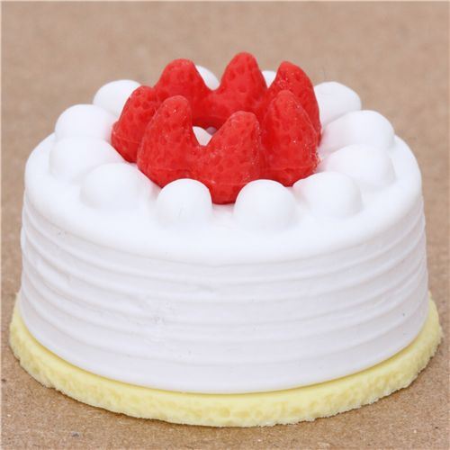 white strawberry cake eraser from Japan by Iwako