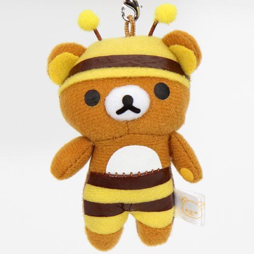 Rilakkuma plush cellphone charm brown bear bee