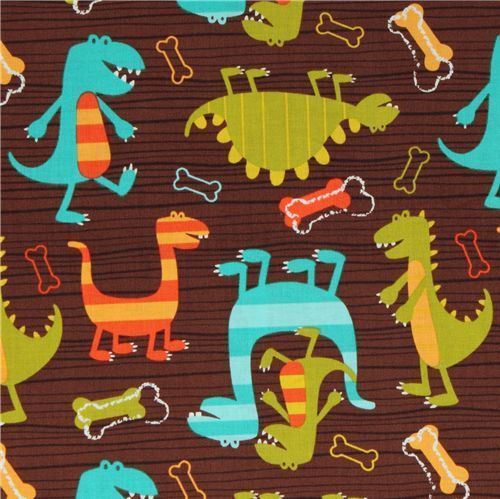 Dino Dudes PUL Polyurethane laminate fabric Michael Miller 