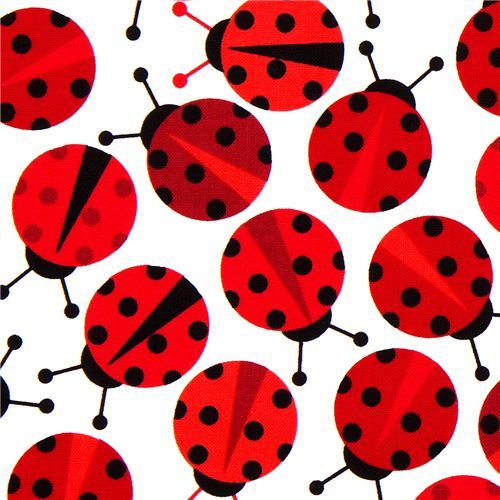 Robert Kaufman premium laminate fabric red ladybirds