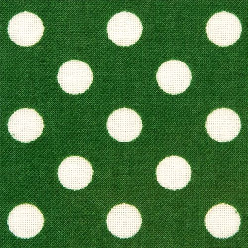 green polka dot laminate fabric by Cosmo from Japan