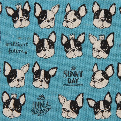 Kokka canvas fabric with French bulldogs