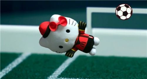 The collection contains several soccer-themed Hello Kitty plushs
