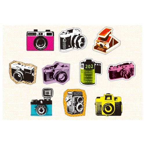 retro camera colorful sticker sack by Mind Wave