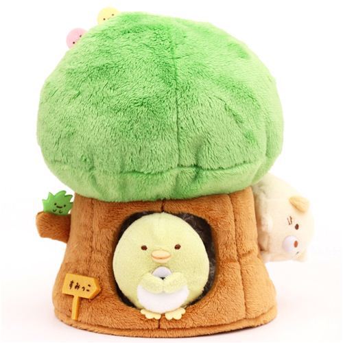 Sumikkogurashi plush toy tree with penguin and cat by San-X