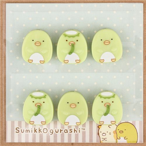 Sumikkogurashi shy green penguin clip peg set 6 pcs