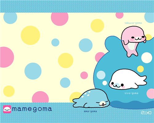 A colourful Mamegoma baby seal wallpaper
