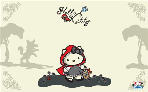 Kawaii Little Red Riding Hood Hello Kitty wallpaper