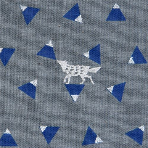 grey echino canvas fabric with shape silver metallic Triangle